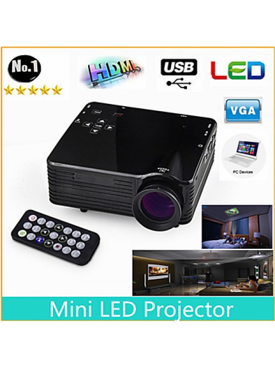 Mini HD Home Super Bright LED Technology Projector , PC Laptop VGA USB SD HDMI  