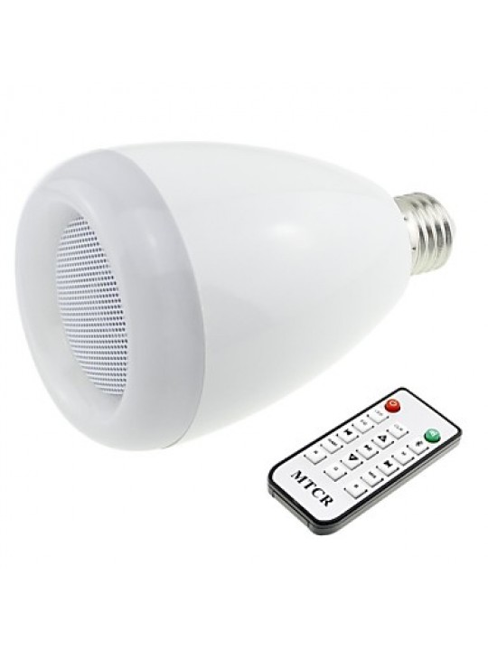 Bluetooth 3.0 Speaker E27 Base RGB 9W LED Bulb Music Lamp with Remote Controller (AC 90V~240V)  