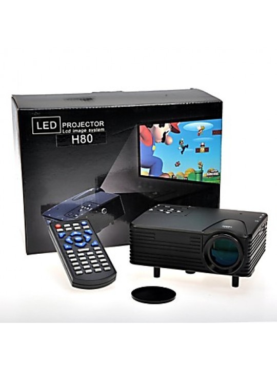 Full HD  Mini VGA (640x480) LCD Image System Multimedia LED Projector with AV/VGA/SD/USB/HDMI Slots(H80)  